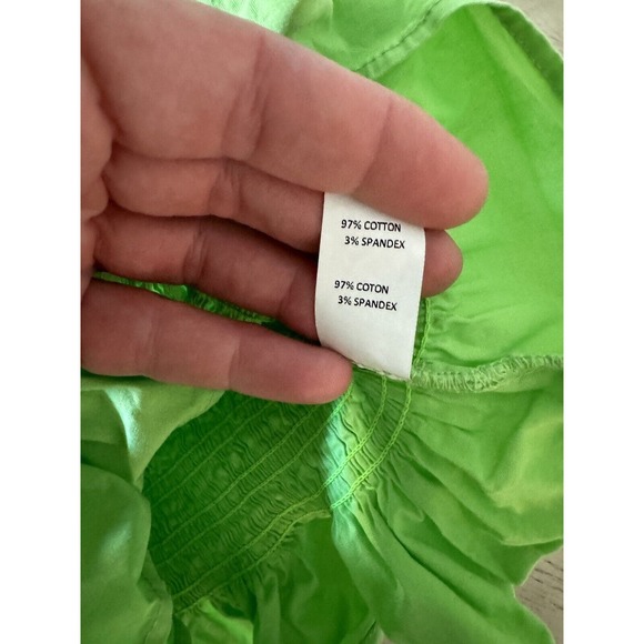 Ramy Brook Crop Top Capri Green Square Neck Yolanda Ruffle Smocked - Picture 5 of 7